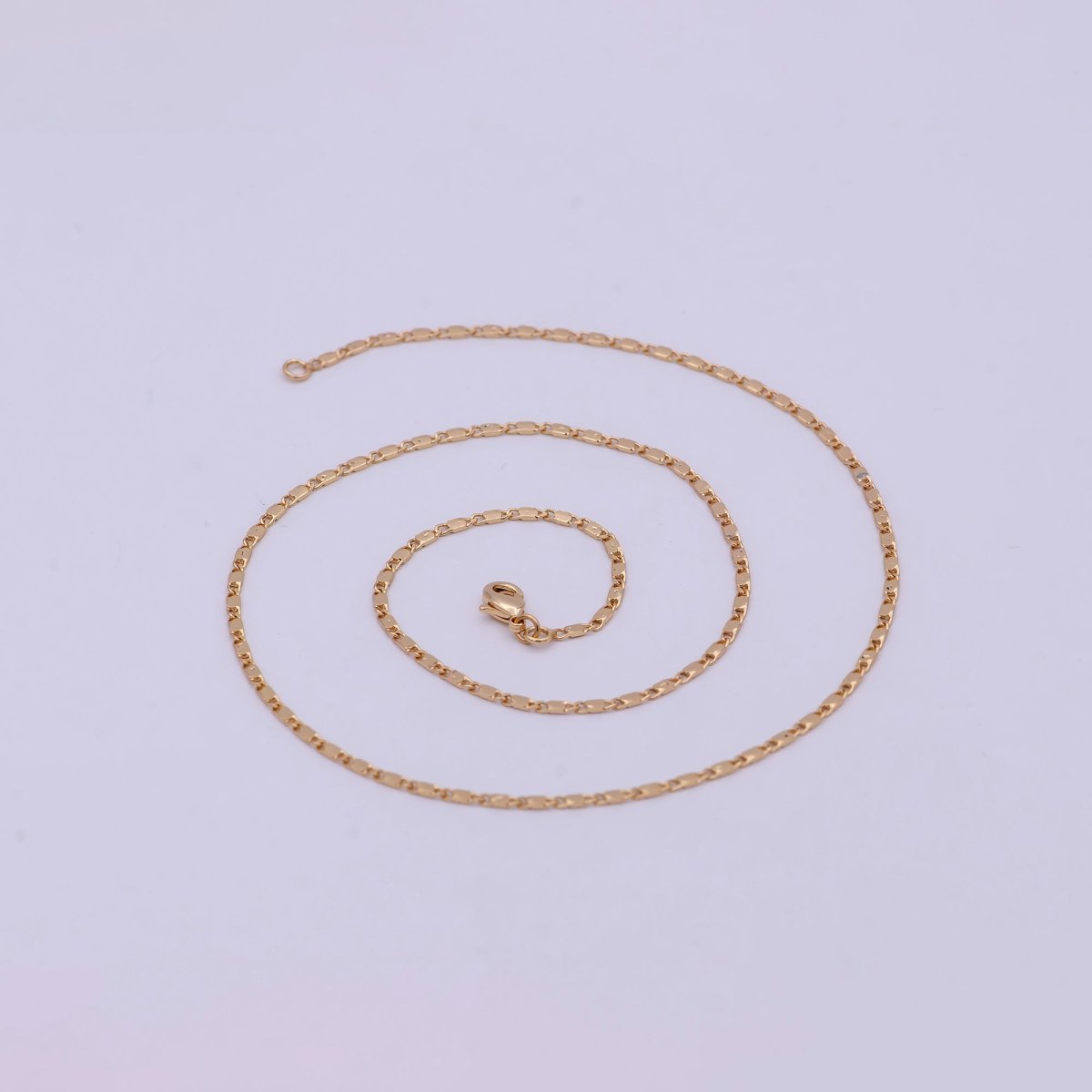 18k Gold plated Chain Necklace, Fine Scroll Gold Chain, Simple Gold Necklace, Thin Plain Women's Necklace 18 inch long | WA-531 Clearance Pricing - DLUXCA