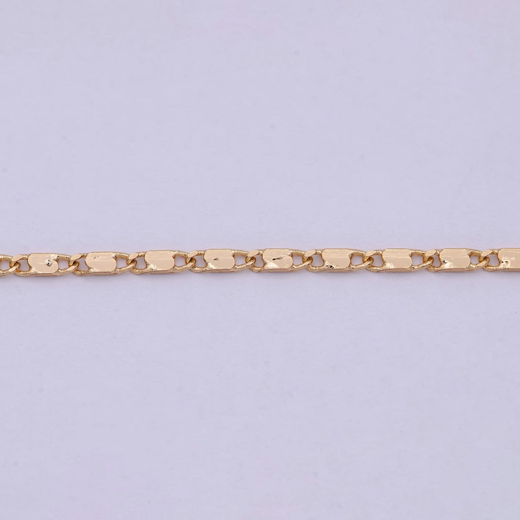 18k Gold plated Chain Necklace, Fine Scroll Gold Chain, Simple Gold Necklace, Thin Plain Women's Necklace 18 inch long | WA-531 Clearance Pricing - DLUXCA