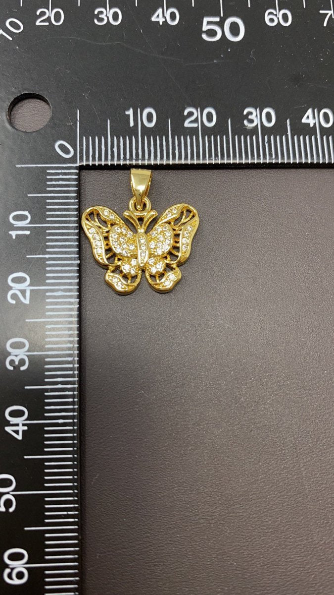 18k Gold plated Charm Dainty Cubic Butterfly Pendant, Bracelet Charm, Necklace Pendant, Micro Pave Animal Jewelry Supply I-630 - DLUXCA
