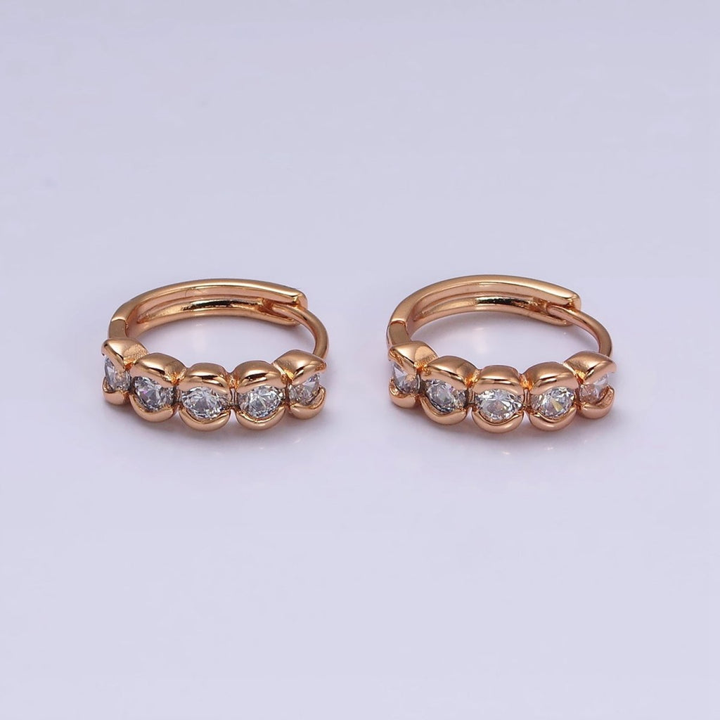 18K Gold plated Clear CZ Beaded Bubble 14mm Endless Hoop Earrings in Gold & Silver | AD1311 AD1312