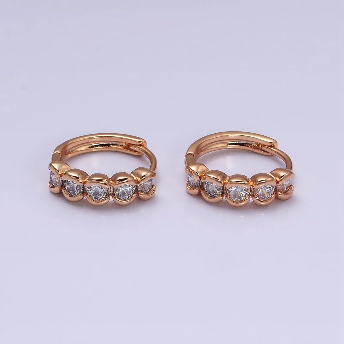 18K Gold plated Clear CZ Beaded Bubble 14mm Endless Hoop Earrings in Gold & Silver | AD1311 AD1312