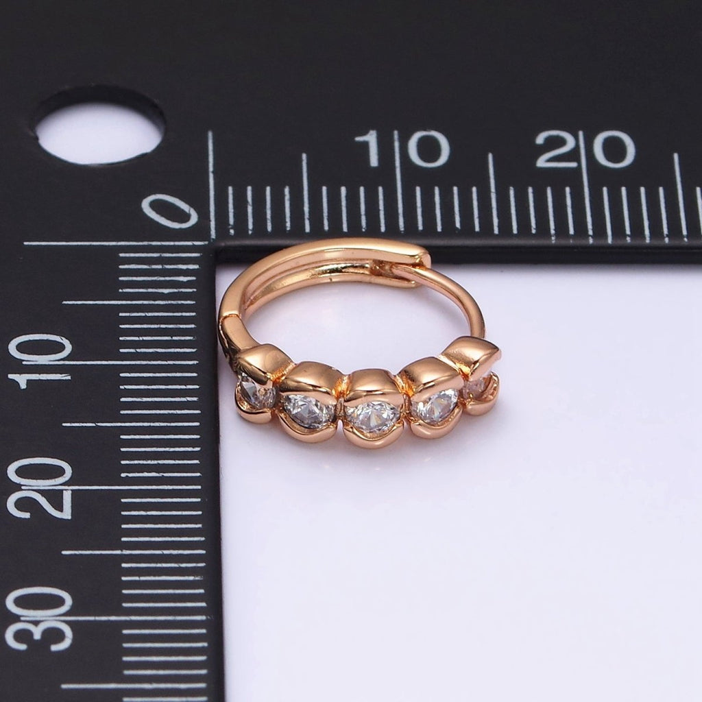 18K Gold plated Clear CZ Beaded Bubble 14mm Endless Hoop Earrings in Gold & Silver | AD1311 AD1312
