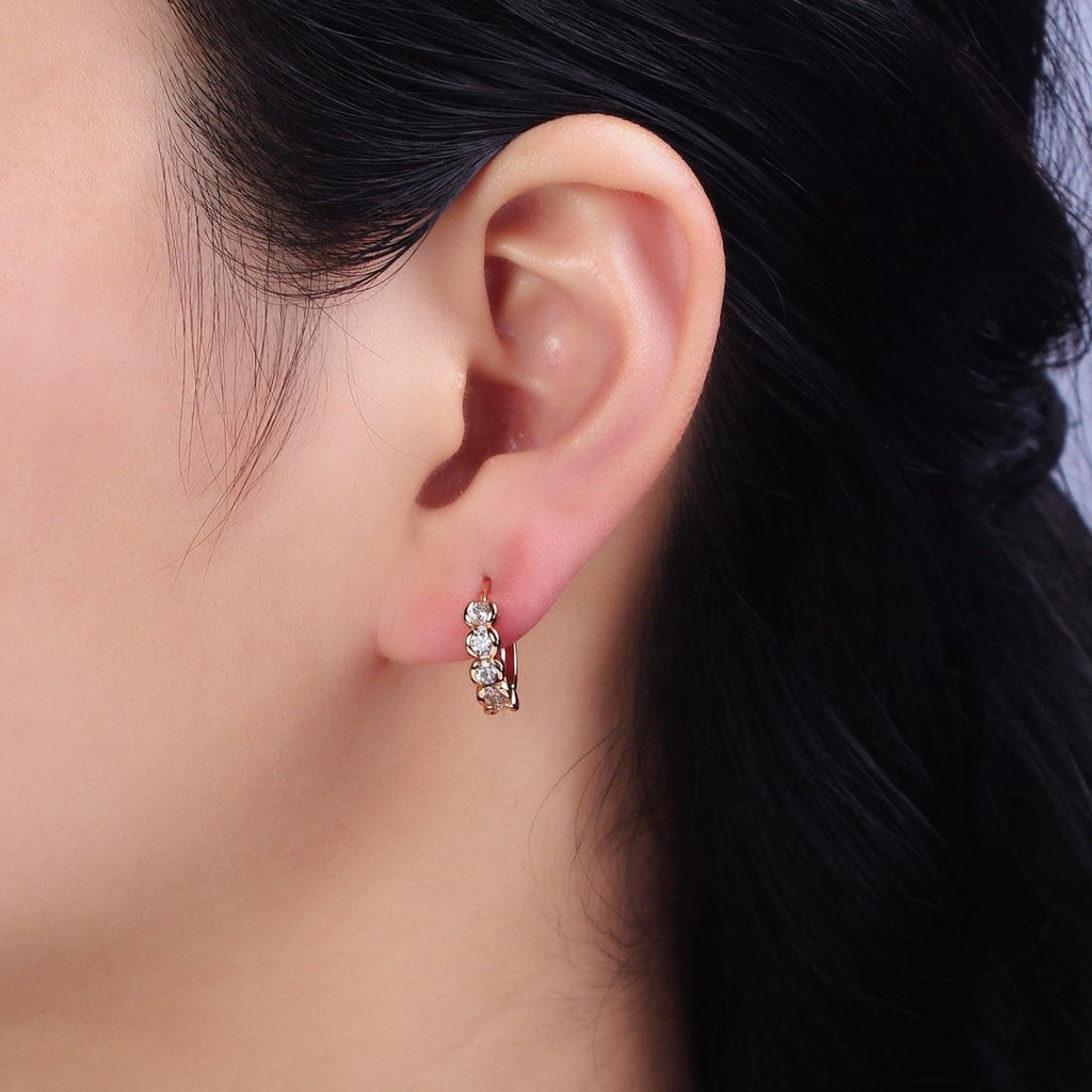 18K Gold plated Clear CZ Beaded Bubble 14mm Endless Hoop Earrings in Gold & Silver | AD1311 AD1312