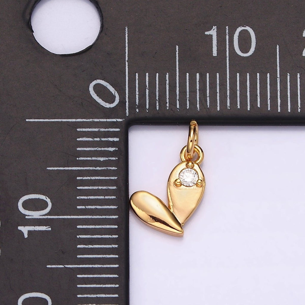 18K Gold plated Clear CZ Heart Double Teardrop Add-On Charm | N1648 - DLUXCA