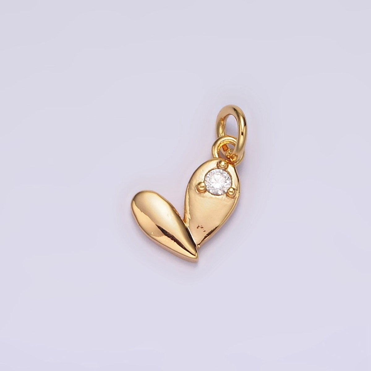 18K Gold plated Clear CZ Heart Double Teardrop Add-On Charm | N1648 - DLUXCA