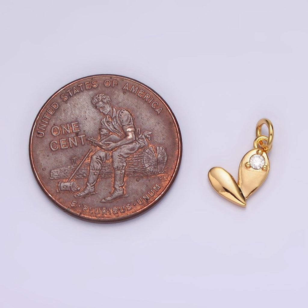 18K Gold plated Clear CZ Heart Double Teardrop Add-On Charm | N1648 - DLUXCA
