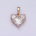 18K Gold plated Clear CZ Pixelated Heart Pendant | AA525 - DLUXCA