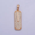 18K Gold plated Clear Micro Paved CZ 30mm Rectangular Tag Pendant | AA028 - DLUXCA