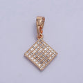 18K Gold plated Clear Micro Paved CZ Rhombus Geometric Rosy Gold Pendant | AA034 - DLUXCA