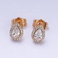 18K Gold plated Clear Teardrop Micro Paved CZ Stud Earrings | AD1425 - DLUXCA