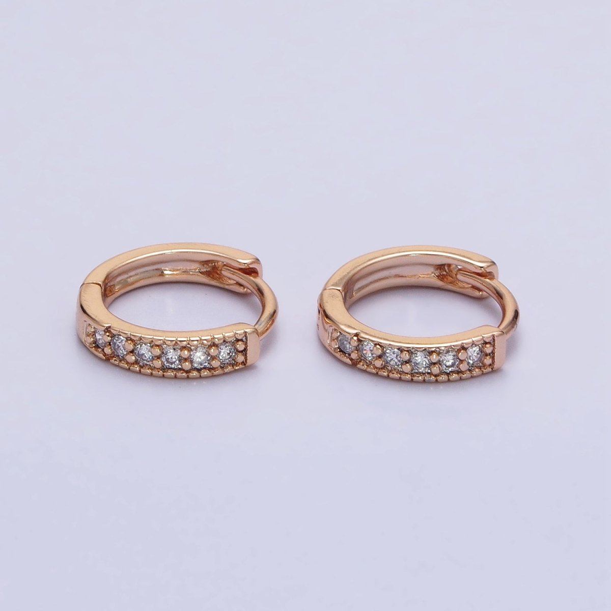 18K Gold plated Clear, Turquoise, Green, Multicolor CZ 12mm Cartilage Huggie Earrings in Gold & Silver | AD1336 - AD1343