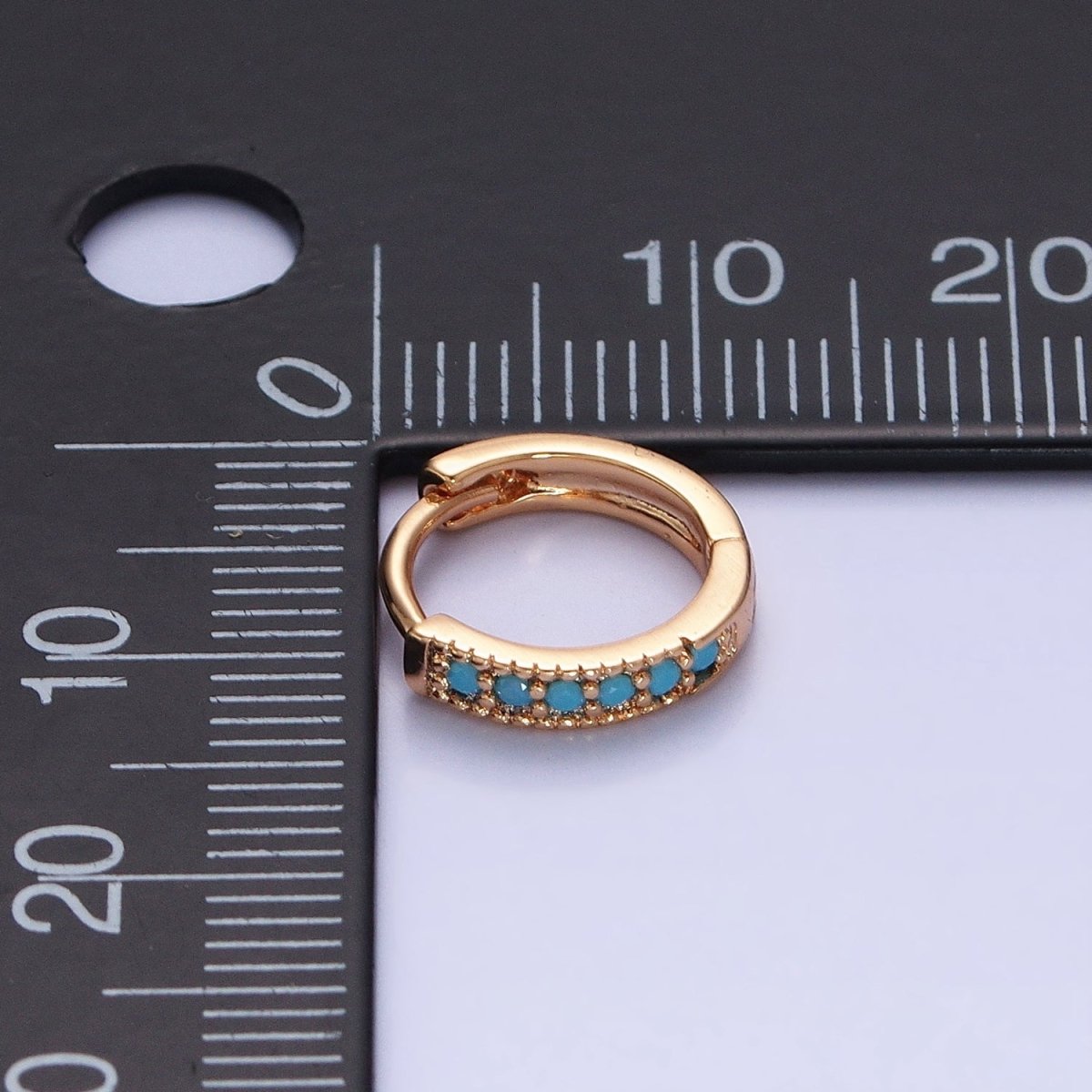 18K Gold plated Clear, Turquoise, Green, Multicolor CZ 12mm Cartilage Huggie Earrings in Gold & Silver | AD1336 - AD1343