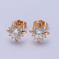 18K Gold plated Clear, Yellow, Pink, Green CZ Celestial Sun Stud Earrings | AD-299~AD-302