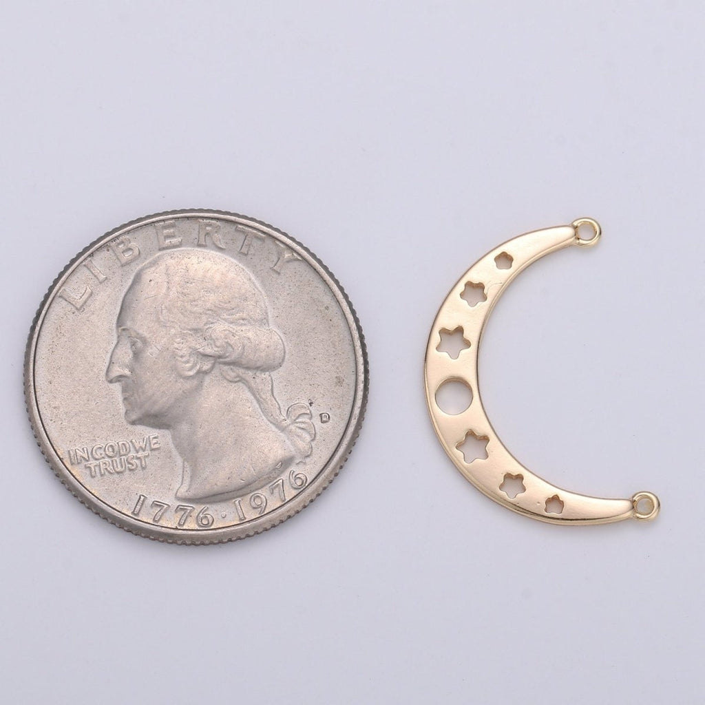 18k Gold plated Crescent Moon Charm Gold Charm Pendant Minimalist Charm Pendant, Gold Moo Celestial Jewelry F-509 - DLUXCA