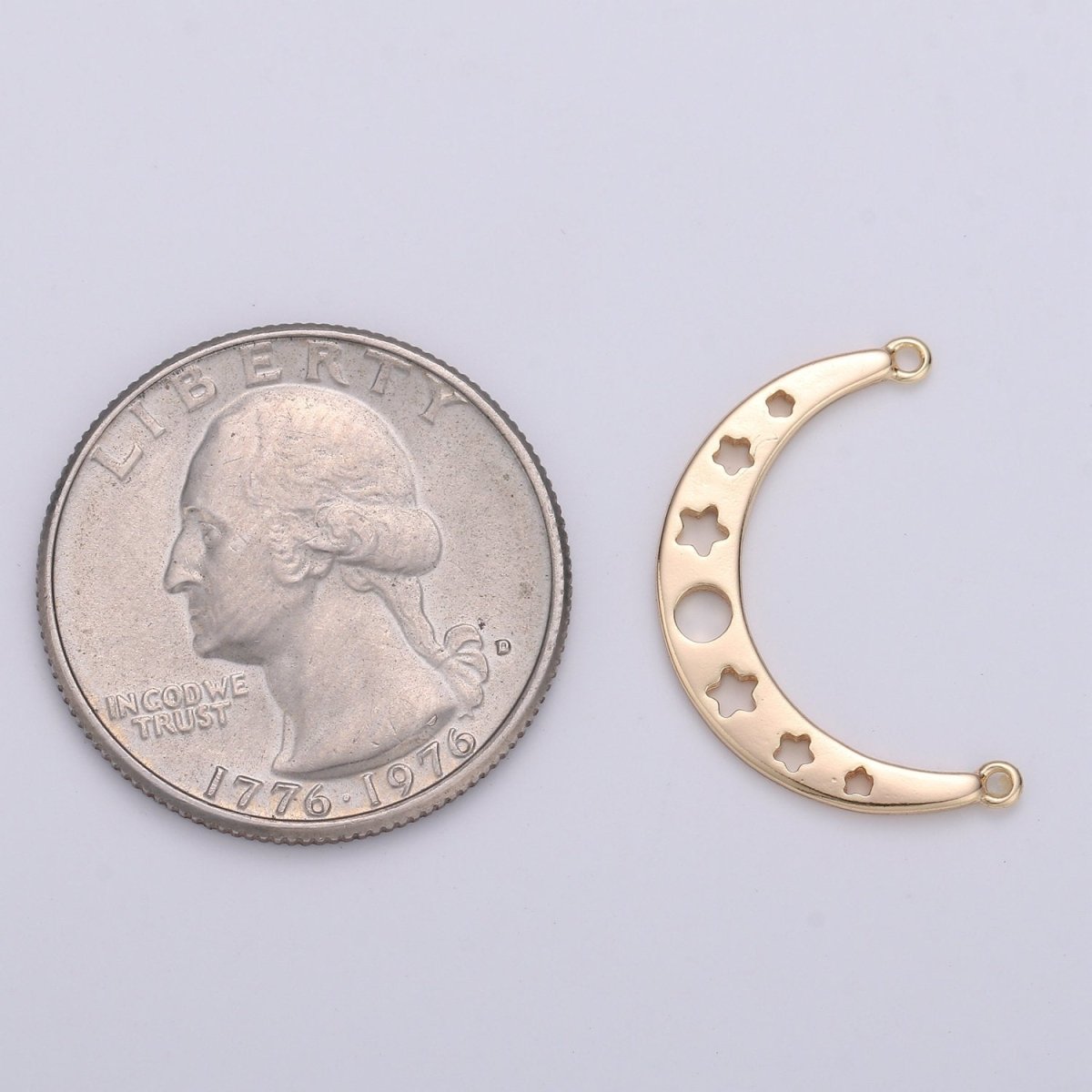 18k Gold plated Crescent Moon Charm Gold Charm Pendant Minimalist Charm Pendant, Gold Moo Celestial Jewelry F-509 - DLUXCA