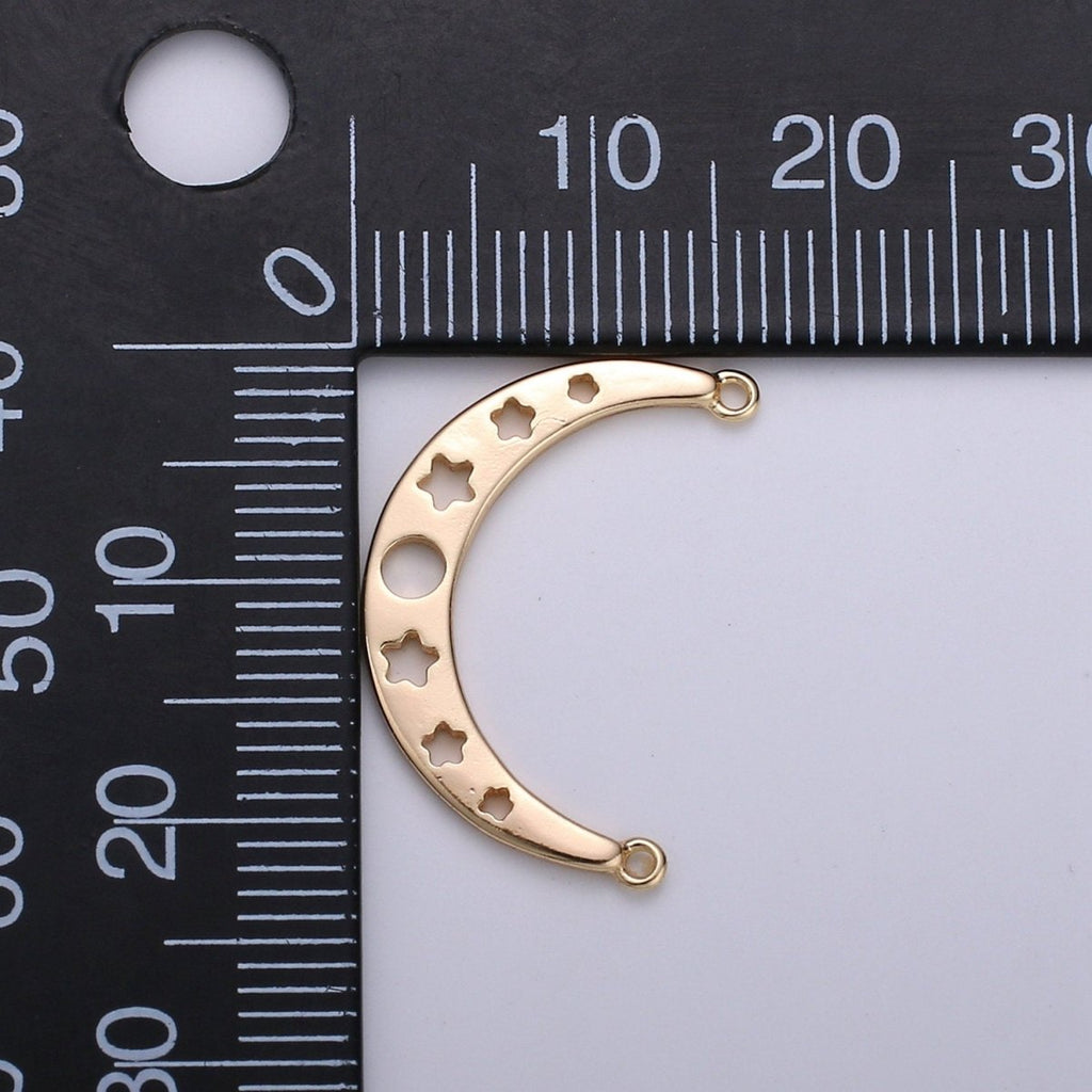 18k Gold plated Crescent Moon Charm Gold Charm Pendant Minimalist Charm Pendant, Gold Moo Celestial Jewelry F-509 - DLUXCA