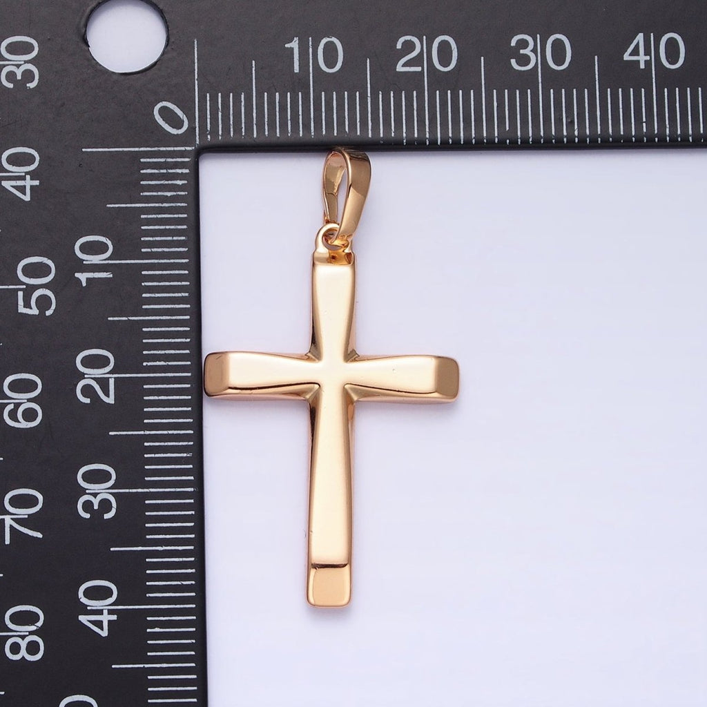 18K Gold plated Cross Pendant Minimalist Cross Charm Religious Jewelry Making AA244 - DLUXCA