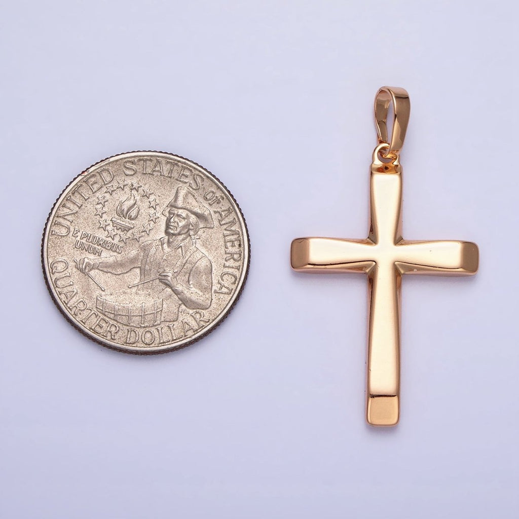 18K Gold plated Cross Pendant Minimalist Cross Charm Religious Jewelry Making AA244 - DLUXCA