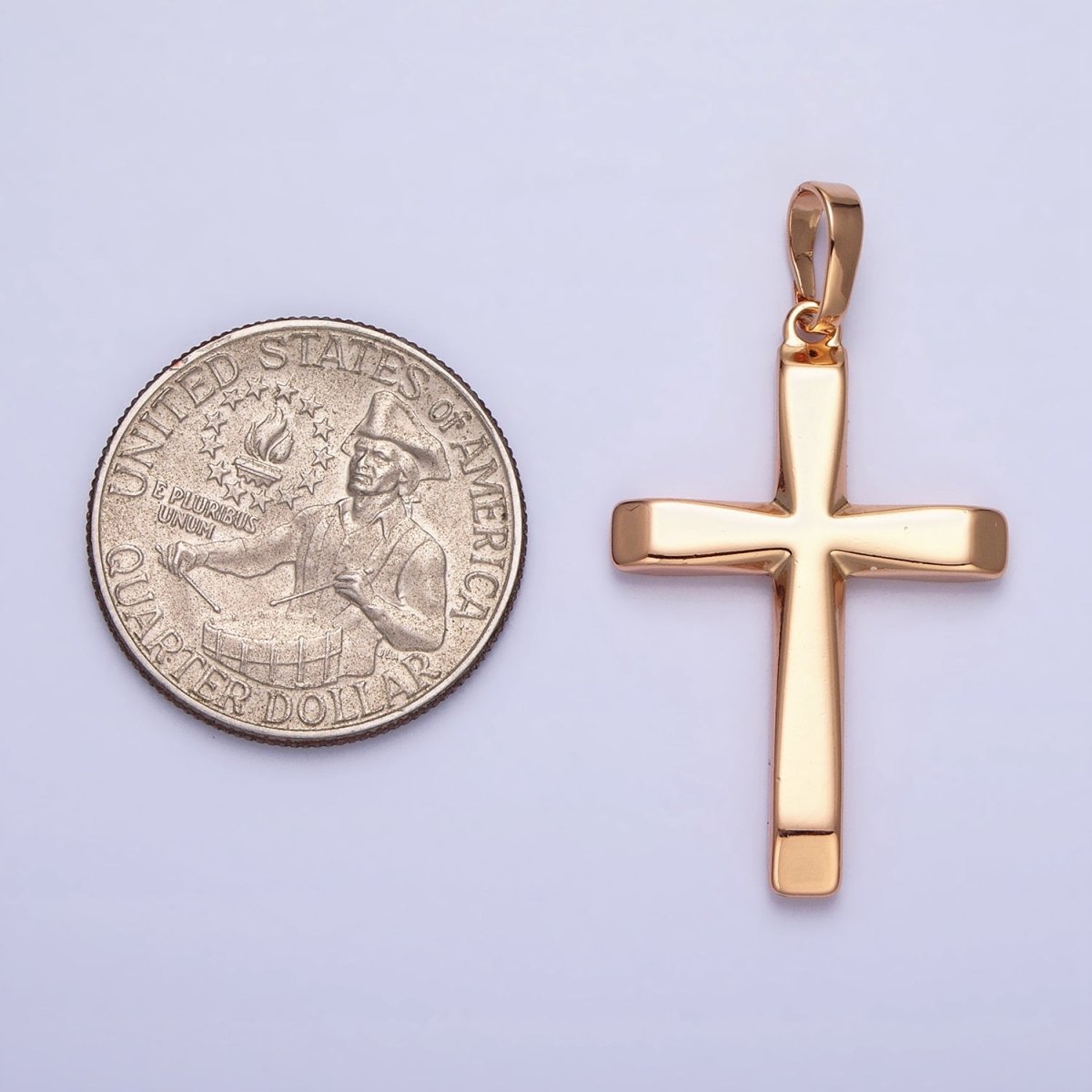 18K Gold plated Cross Pendant Minimalist Cross Charm Religious Jewelry Making AA244 - DLUXCA