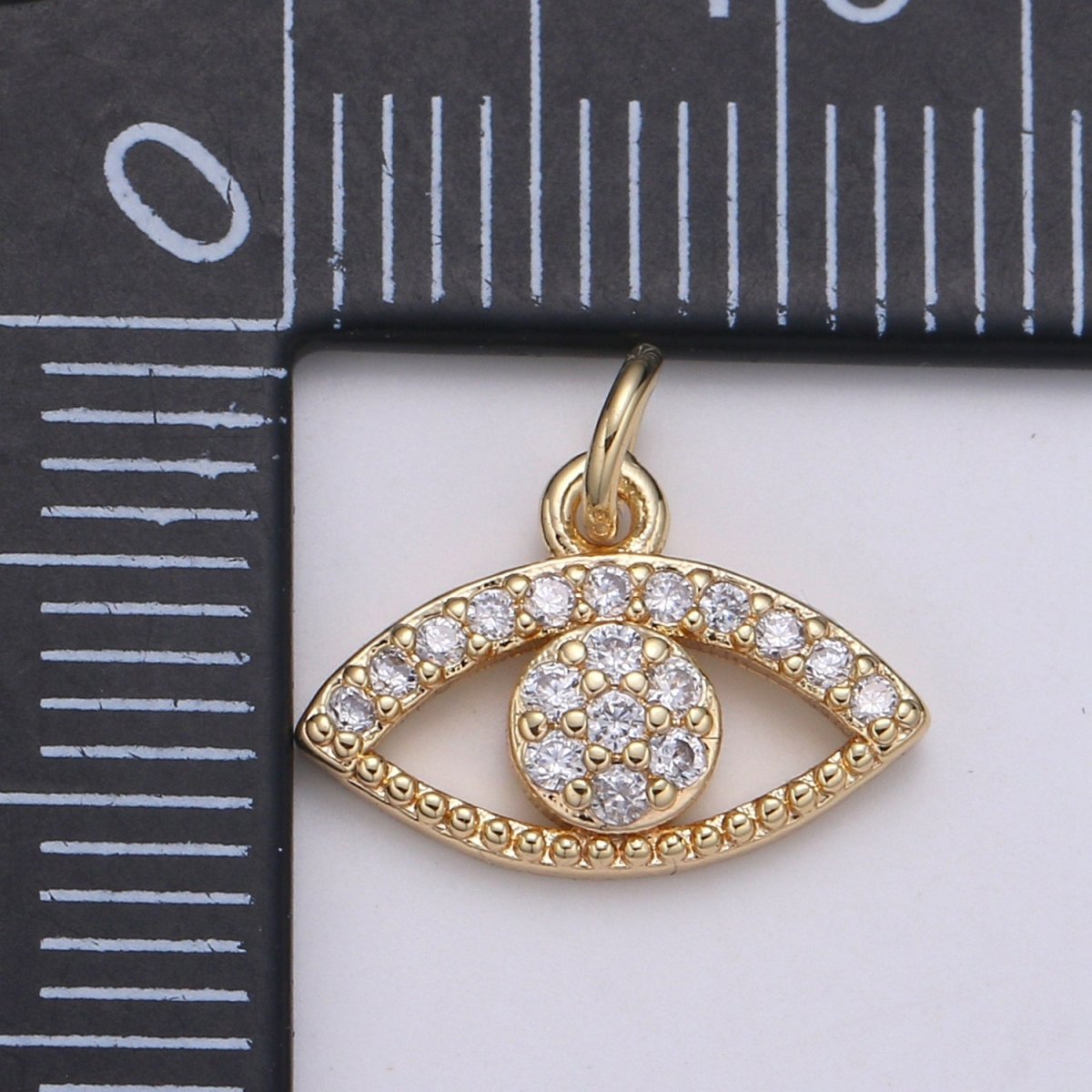 18K Gold plated Crystal Eye Charm - E-098 - DLUXCA
