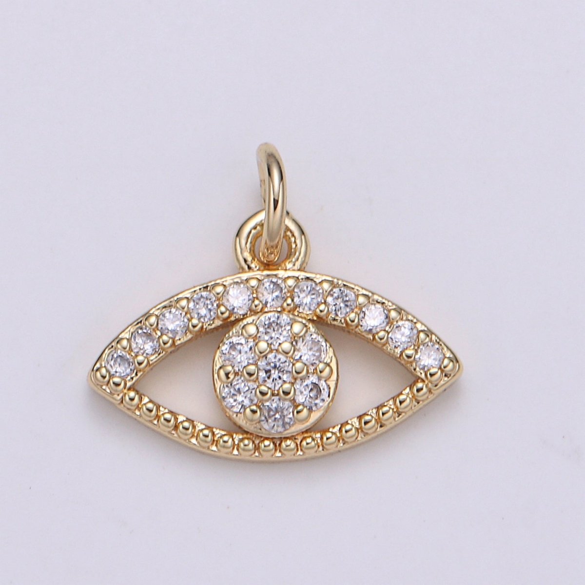 18K Gold plated Crystal Eye Charm - E-098 - DLUXCA