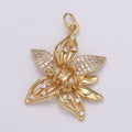 18K Gold plated Crystal Flower Charm E-207 - DLUXCA