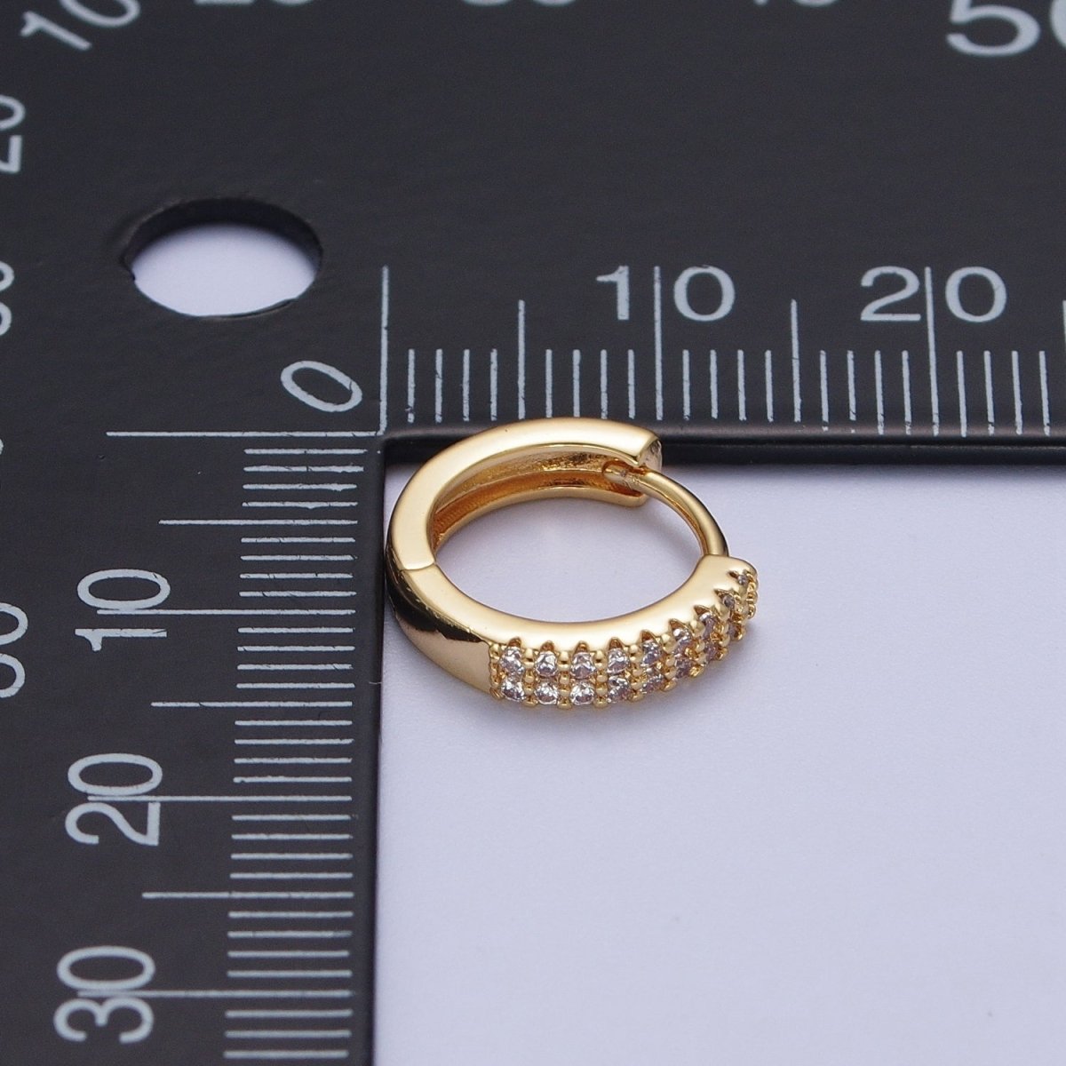 18k Gold plated Cubic Zirconia Hoops Earrings Minimalist Gold Hoops Diamond Micro Pave CZ Dainty Gold Hoops P-242 - DLUXCA