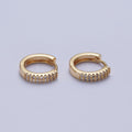 18k Gold plated Cubic Zirconia Hoops Earrings Minimalist Gold Hoops Diamond Micro Pave CZ Dainty Gold Hoops P-242 - DLUXCA