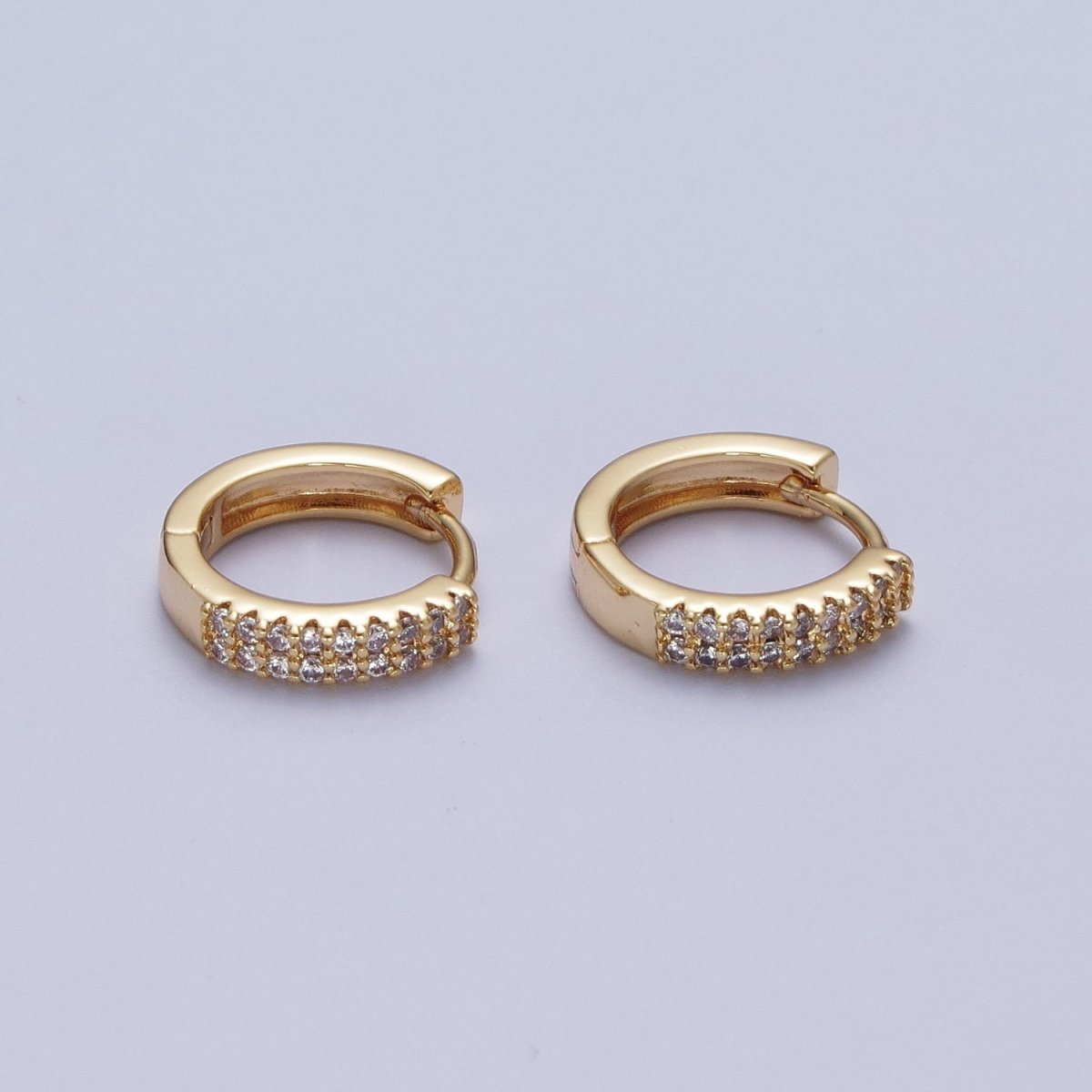 18k Gold plated Cubic Zirconia Hoops Earrings Minimalist Gold Hoops Diamond Micro Pave CZ Dainty Gold Hoops P-242 - DLUXCA