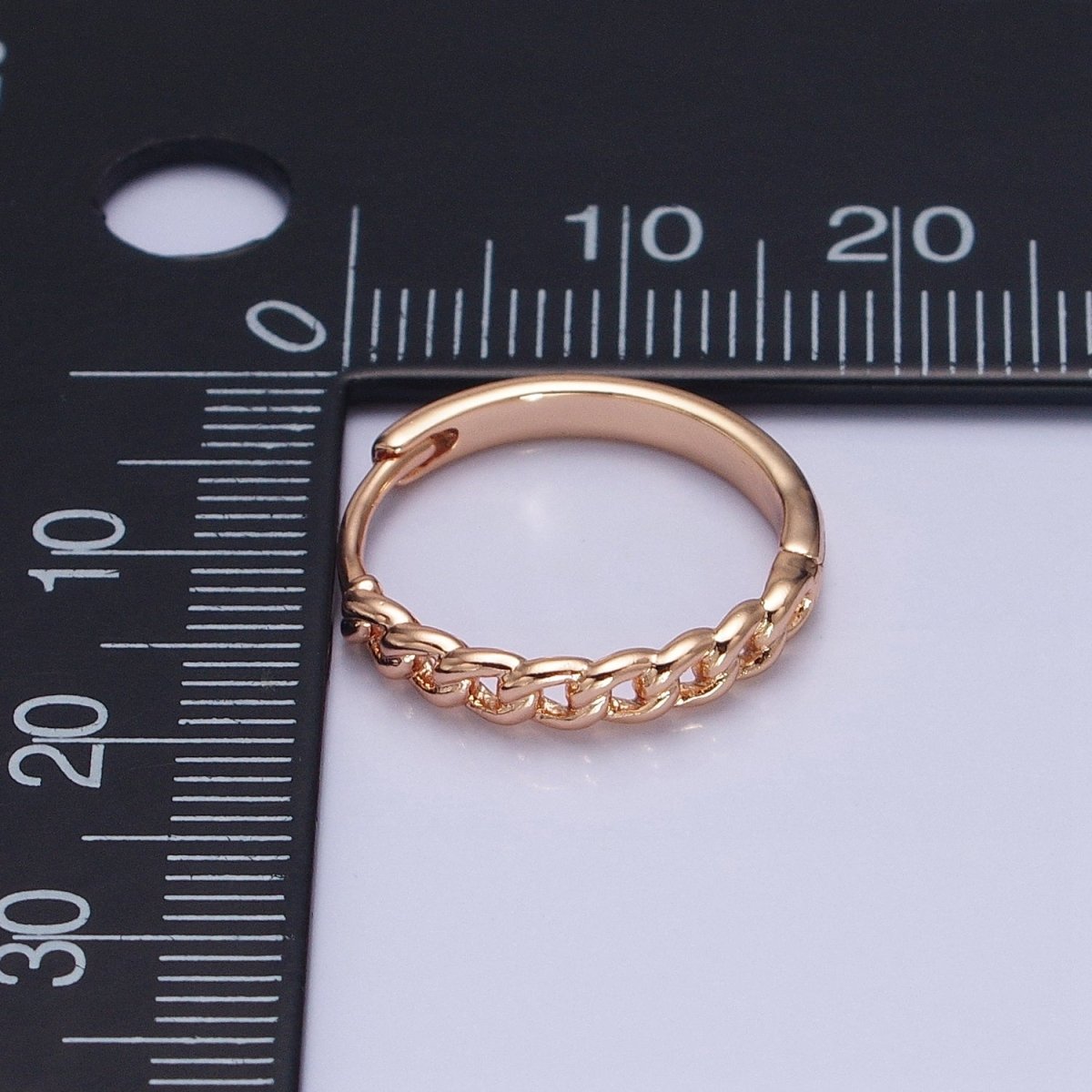 18K Gold plated Curb Link Chain Endless Hoop Huggie Earrings |AD-1411 - DLUXCA