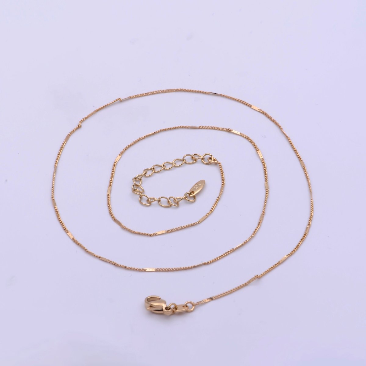18k Gold plated Curb Necklace Dainty Curb Necklace 18 inch + 2 inch Extender long Ready to Wear Chain | WA-475 Clearance Pricing - DLUXCA