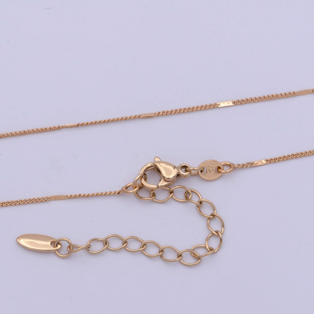 18k Gold plated Curb Necklace Dainty Curb Necklace 18 inch + 2 inch Extender long Ready to Wear Chain | WA-475 Clearance Pricing - DLUXCA