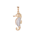 18k Gold plated Cute Seahorse, Under the Sea Animal, Summer Ocean Vibe Cubic Zirconia Necklace Pendant Bead Bails Findings for Jewelry Making H-559 - DLUXCA