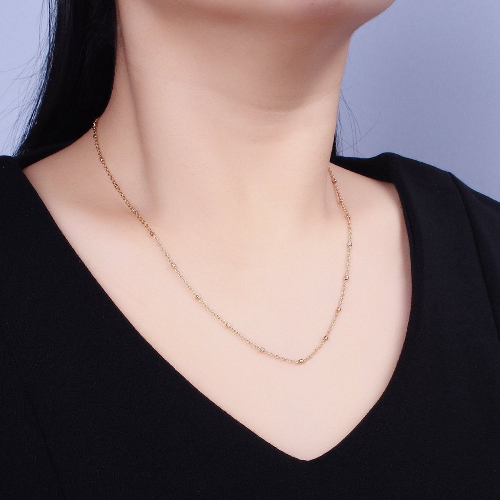 18K Gold plated Dainty 1.2mm Satellite Chain Necklace 17.75 inch Long for Layer Necklace Component | WA-1684 Clearance Pricing - DLUXCA