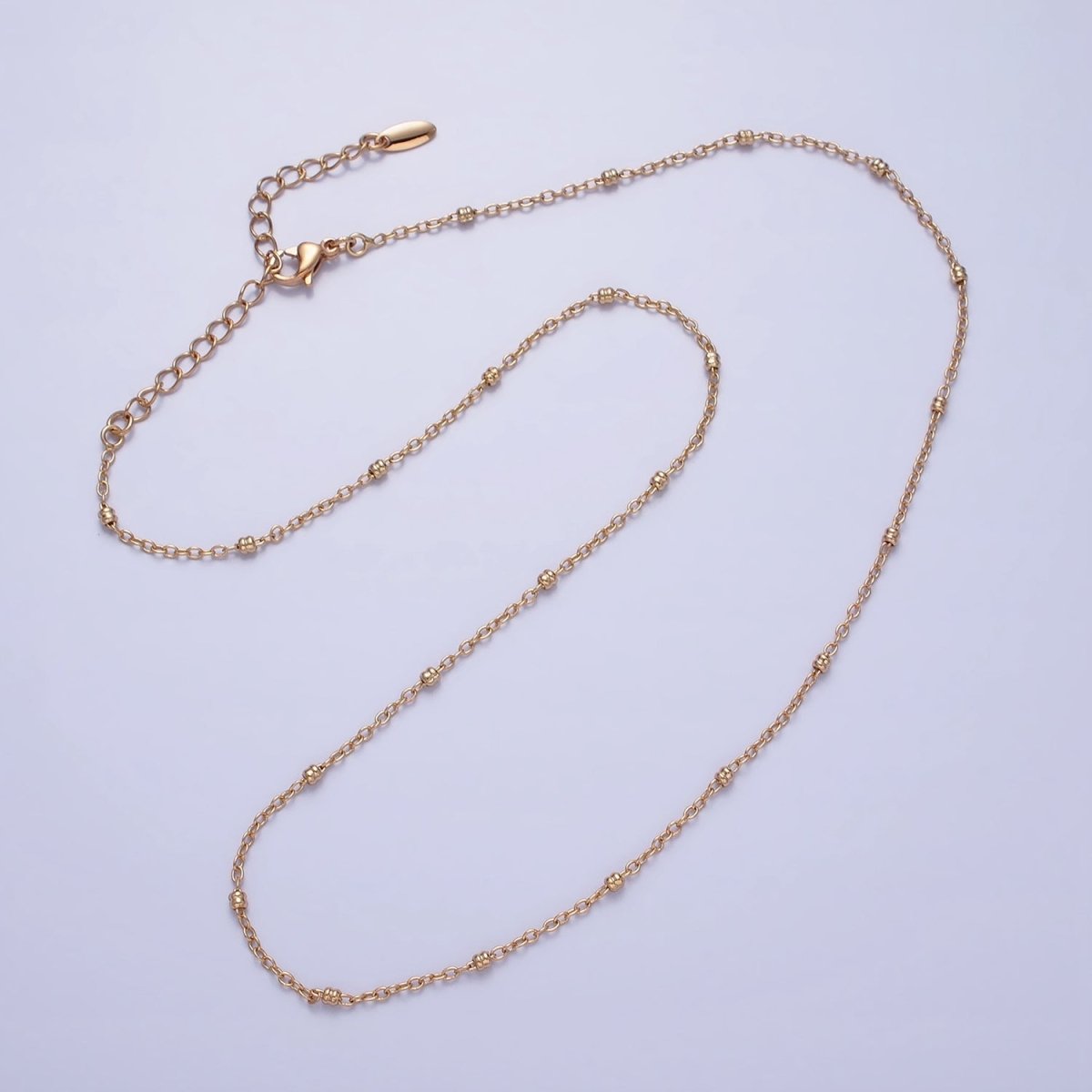 18K Gold plated Dainty 1.2mm Satellite Chain Necklace 17.75 inch Long for Layer Necklace Component | WA-1684 Clearance Pricing - DLUXCA