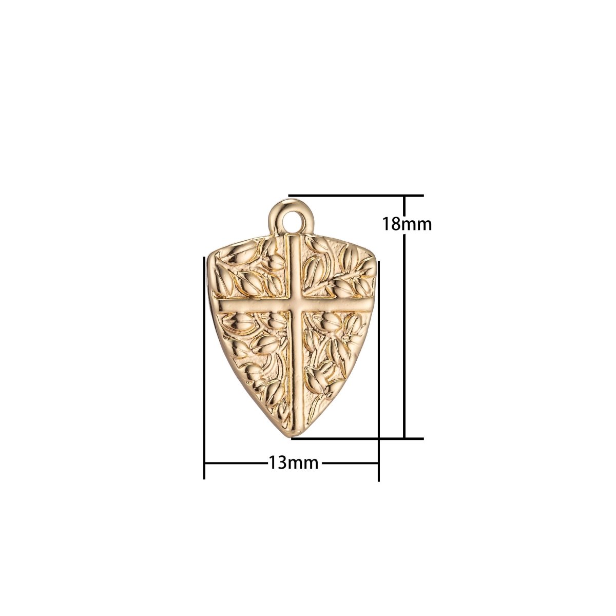18k Gold plated Dainty Shield Charm Medieval Knight Cross Medallion Pendant for Necklace Earring Bracelet CharmC-325 - DLUXCA