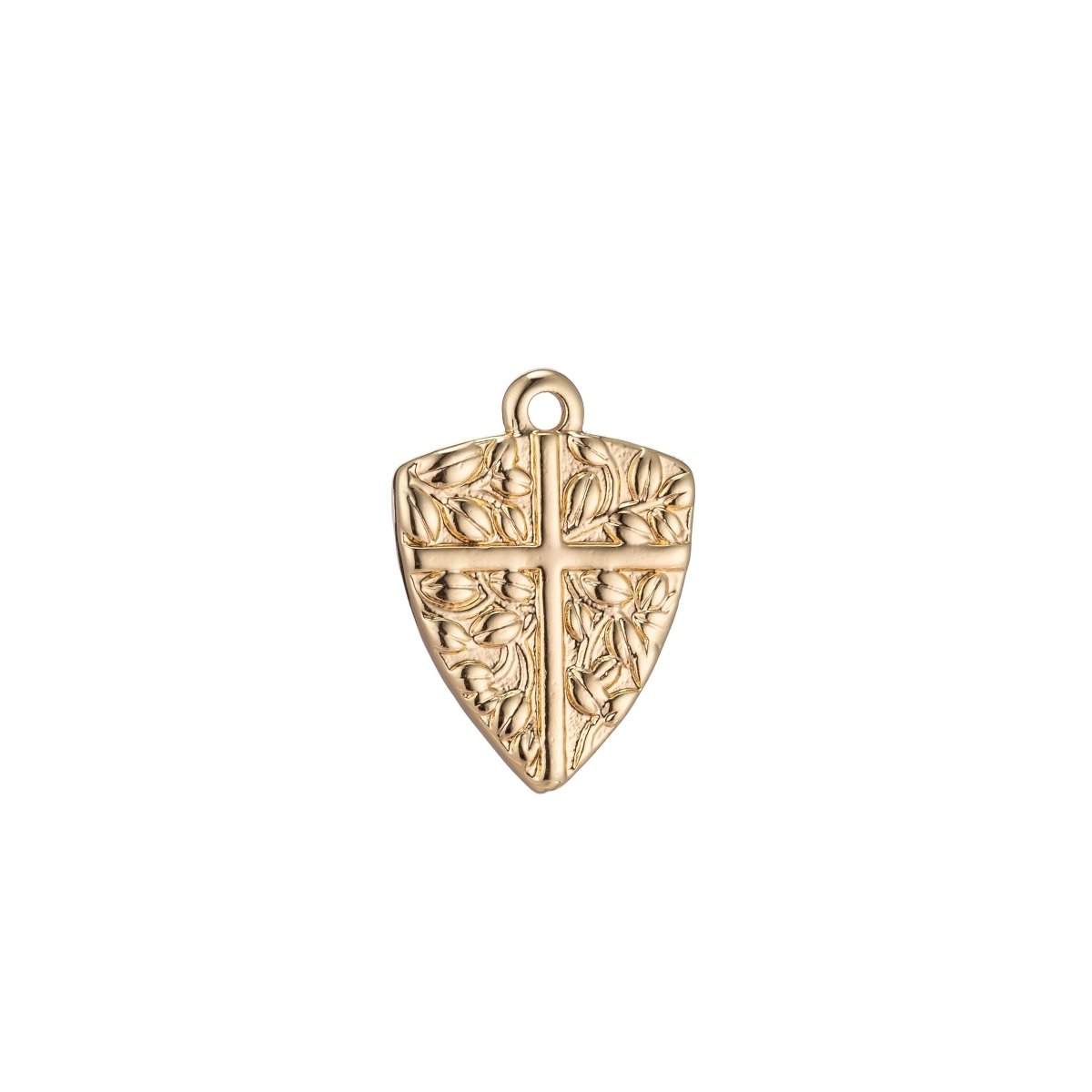 18k Gold plated Dainty Shield Charm Medieval Knight Cross Medallion Pendant for Necklace Earring Bracelet CharmC-325 - DLUXCA
