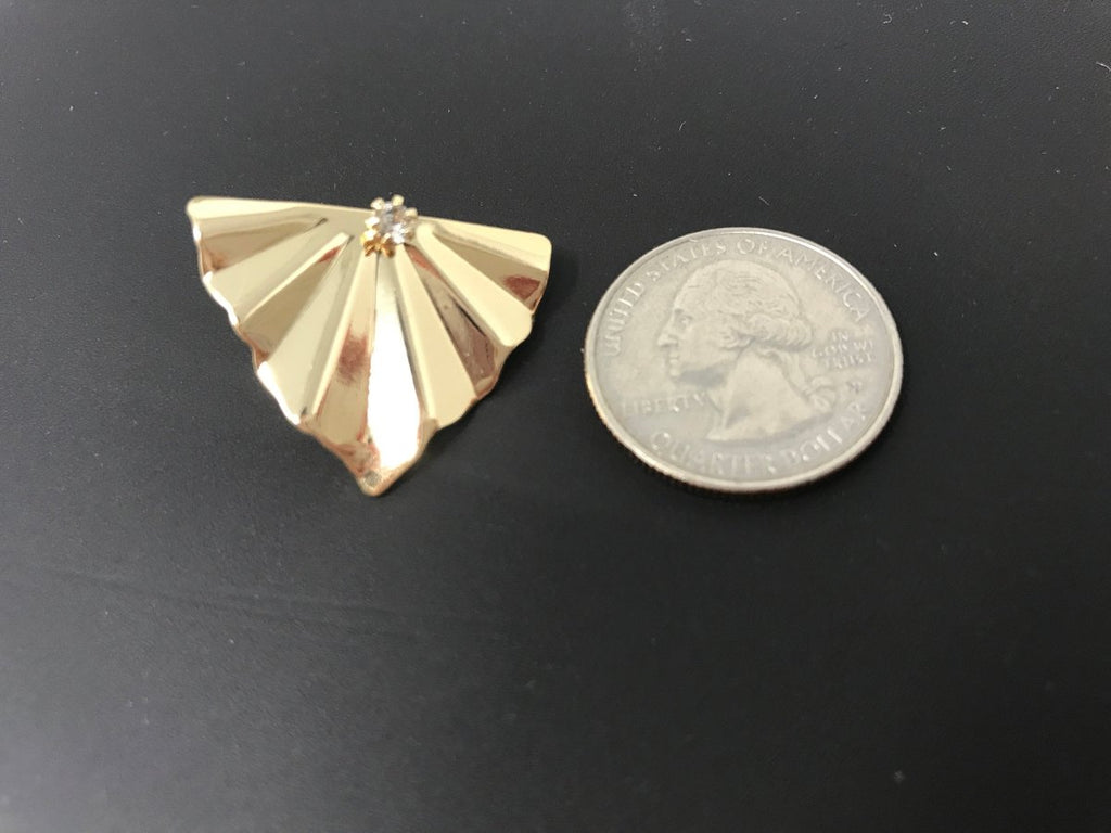 18k Gold plated DIY Earrings Post, Stud Earrings Component, Geometric Wavy Earring Cubic Zirconia Findings for Jewelry Making Supplies K-012 - DLUXCA