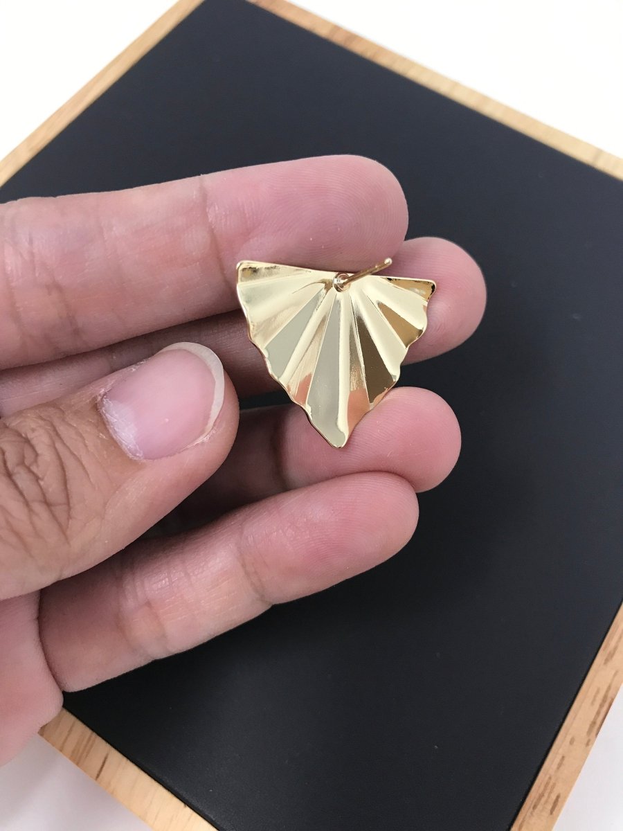 18k Gold plated DIY Earrings Post, Stud Earrings Component, Geometric Wavy Earring Cubic Zirconia Findings for Jewelry Making Supplies K-012 - DLUXCA