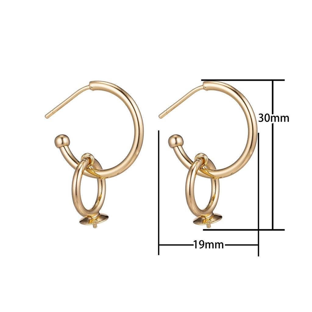 18k Gold plated DIY Huggie Earrings with Loop, Stud Earrings, Crafted Hoop Earring Making Findings for Jewelry Making Supplies K-015 - DLUXCA