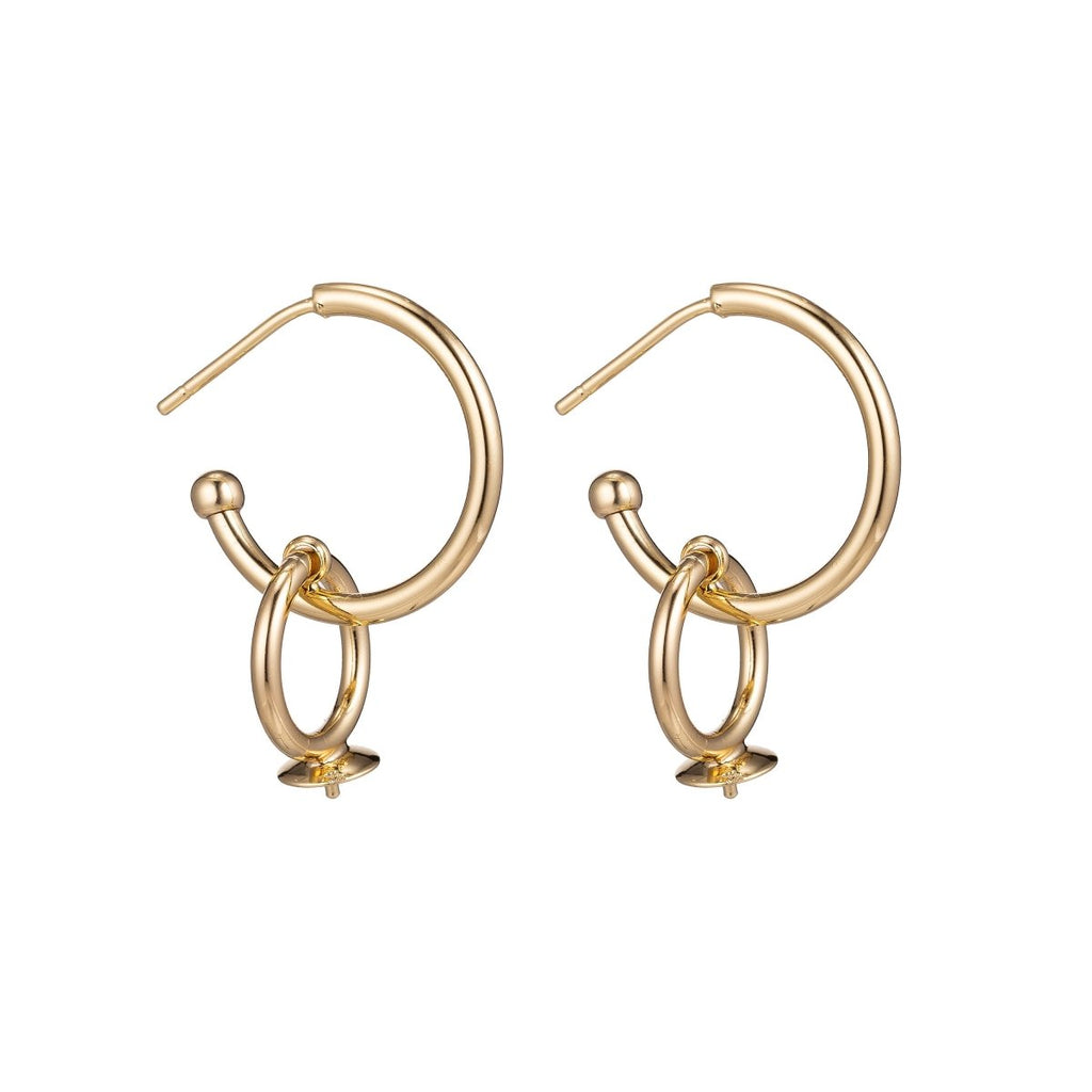 18k Gold plated DIY Huggie Earrings with Loop, Stud Earrings, Crafted Hoop Earring Making Findings for Jewelry Making Supplies K-015 - DLUXCA