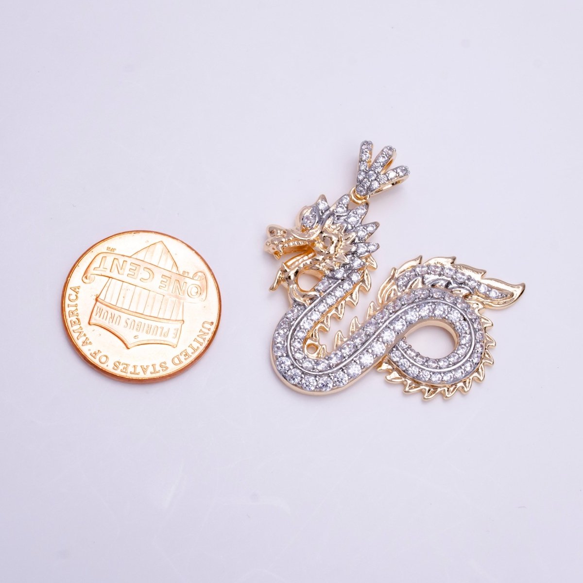 18k Gold plated Dragon Pendant Chinese Zodiac Animal Charm for Necklace Statement Jewelry AA-753 - DLUXCA