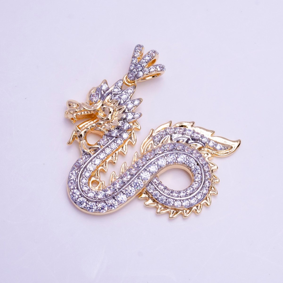 18k Gold plated Dragon Pendant Chinese Zodiac Animal Charm for Necklace Statement Jewelry AA-753 - DLUXCA