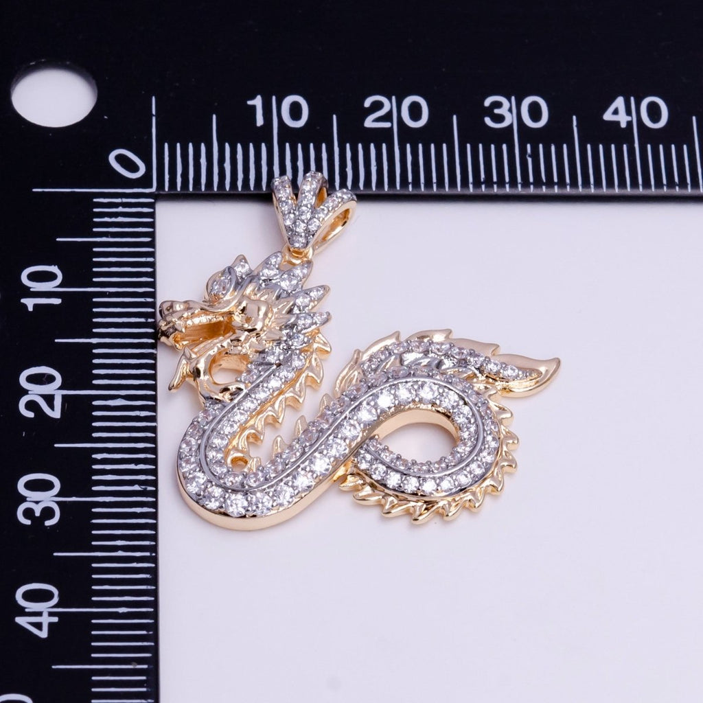18k Gold plated Dragon Pendant Chinese Zodiac Animal Charm for Necklace Statement Jewelry AA-753 - DLUXCA