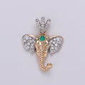 18K Gold plated Elephant Head Pendant, Micro Pave Animal Charm Gold Wild Animal Pendant, Cubic Charm for Statement Necklace J-107 - DLUXCA