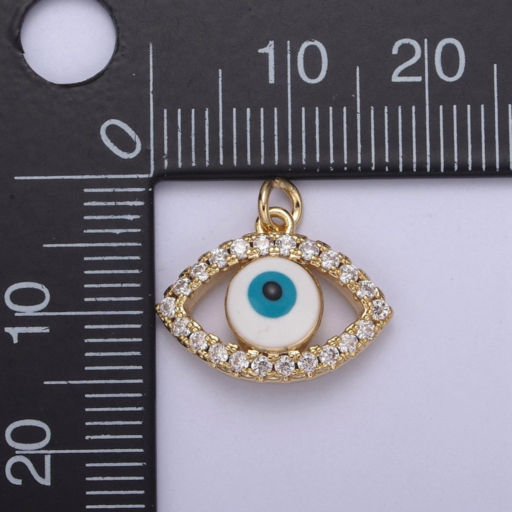 18K Gold plated Evil Eye Gold Charm Cubic Zirconia Cz Eye Charm Dainty Good Luck and Protection Charm N-358 - DLUXCA