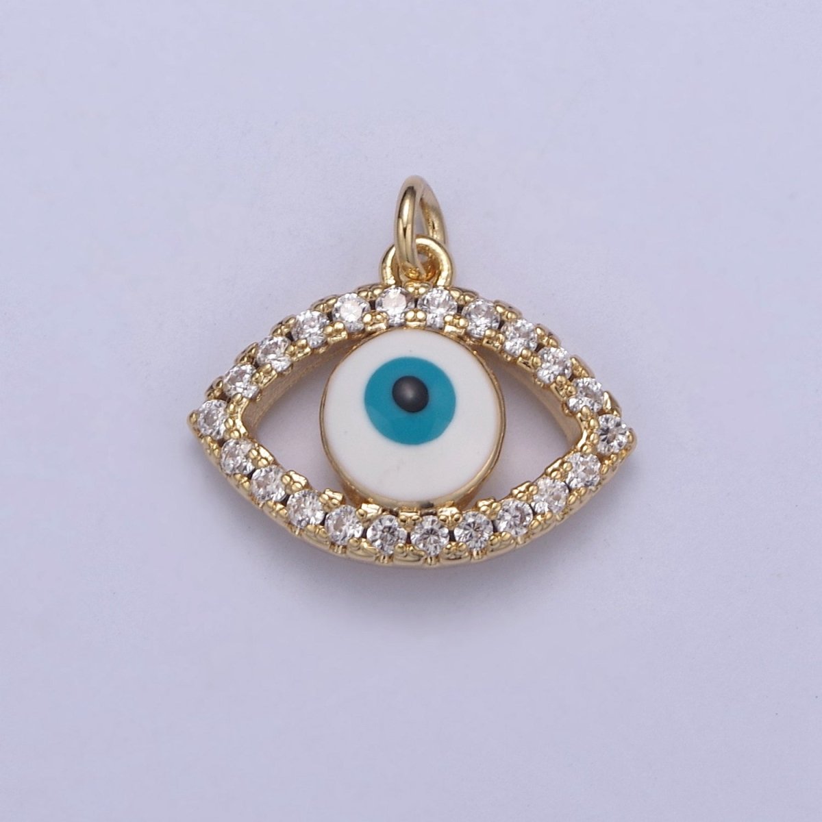 18K Gold plated Evil Eye Gold Charm Cubic Zirconia Cz Eye Charm Dainty Good Luck and Protection Charm N-358 - DLUXCA