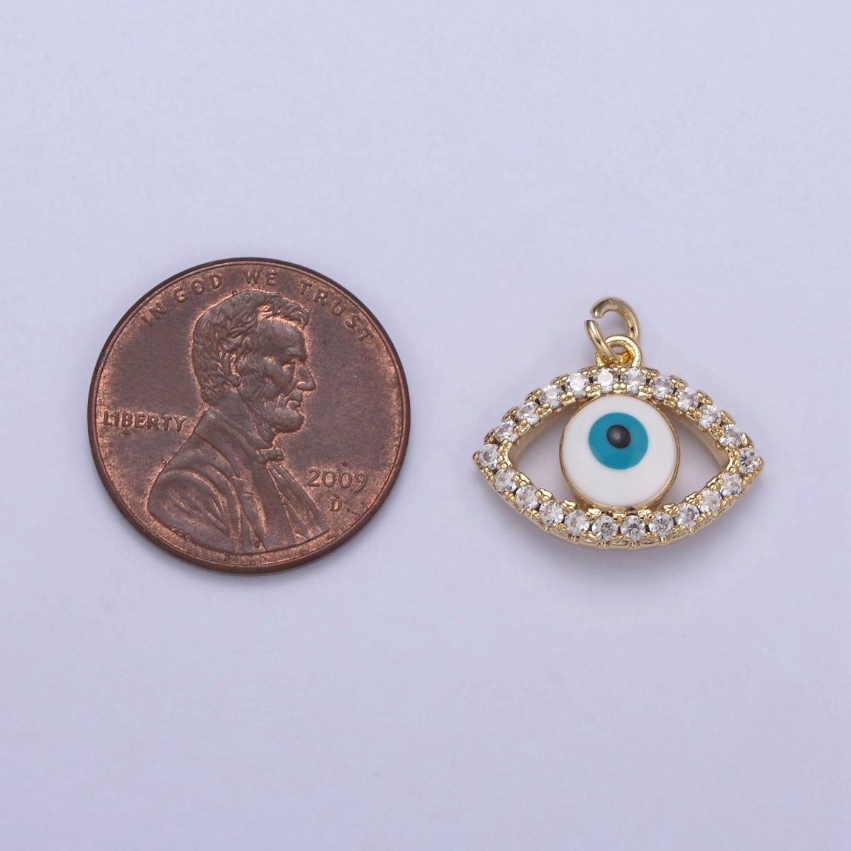 18K Gold plated Evil Eye Gold Charm Cubic Zirconia Cz Eye Charm Dainty Good Luck and Protection Charm N-358 - DLUXCA