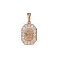 18k Gold plated fleur de lis Pendant for Necklace Charm Micro Pave Medallion Pendant, D-152 - DLUXCA