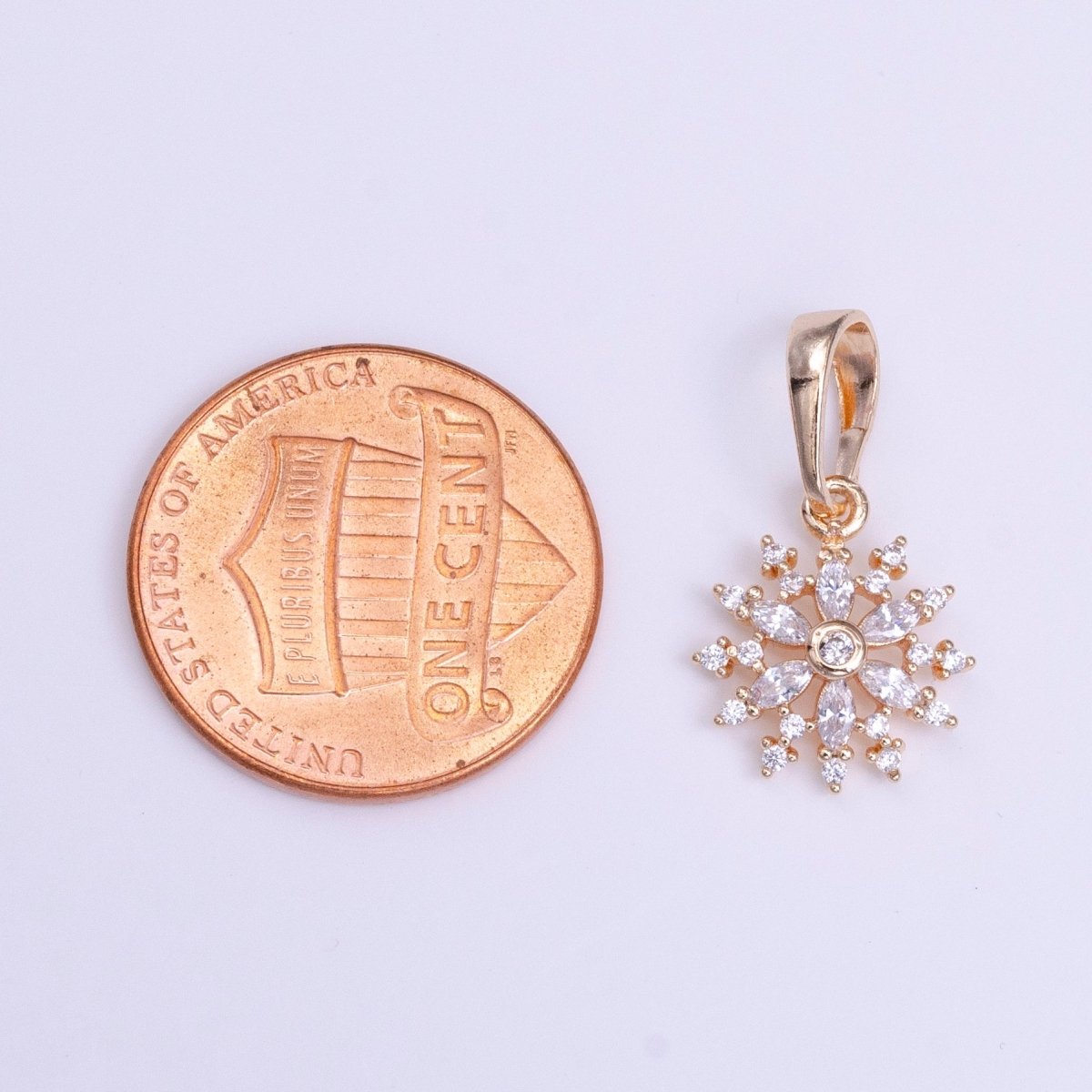 18K Gold plated Flower Clear Marquise CZ Rosey Gold Pendant | AA530 - DLUXCA